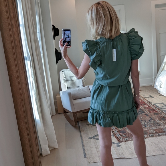Unsubscribed Ruffle Sleeve Dress NWT Olive Daze Size Small - Picture 2 of 6